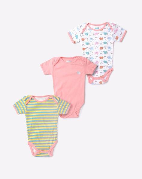 BUMZEE Pack of 3 Printed Round-Neck Bodysuits