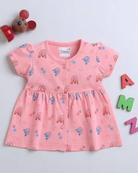 BUMZEE Printed A-Line Dress with Short Sleeves