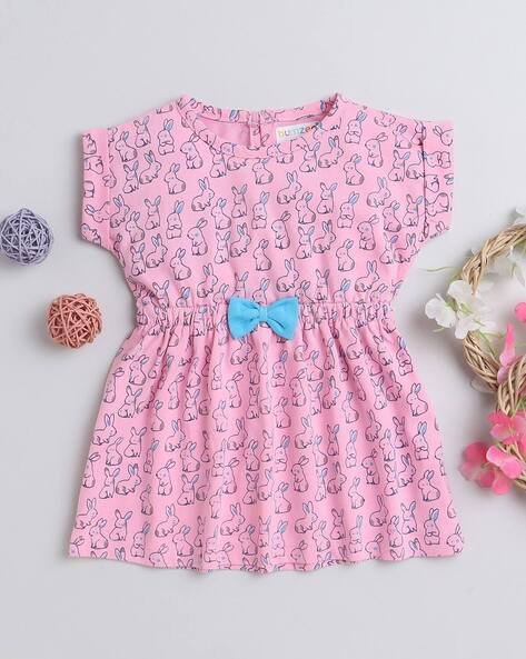 BUMZEE Rabbit Print A-Line Dress with Bow