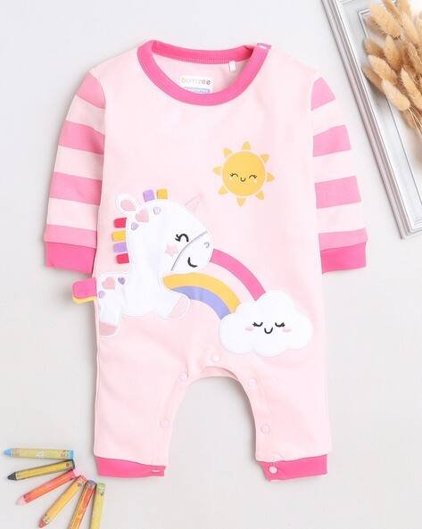 BUMZEE Unisex Unicorn Print Round-Neck Sleepsuit