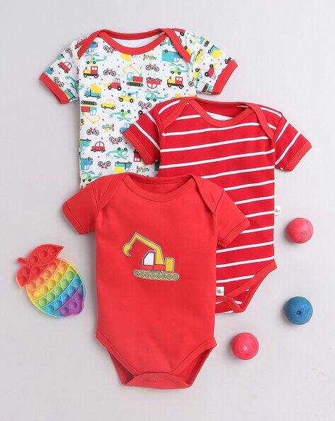 BUMZEE Unisex Pack of 3 Printed Bodysuits
