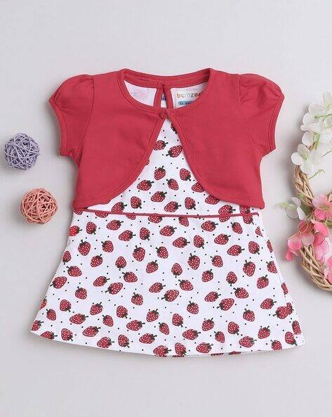 BUMZEE Novelty Print A-Line Dress with Shrug