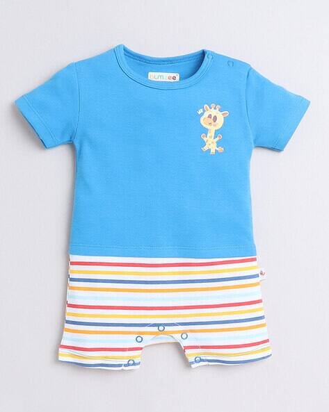 BUMZEE Striped Round-Neck Rompers