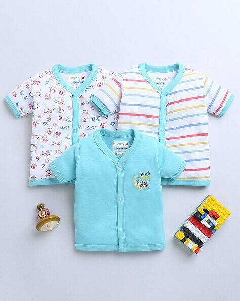 BUMZEE Pack of 3 Graphic Print V-Neck T-shirts