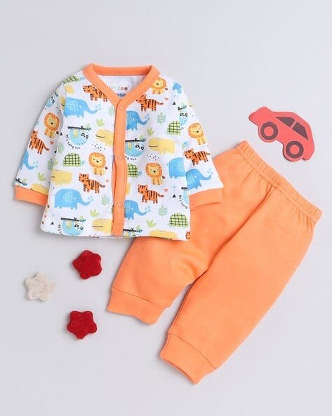 BUMZEE Girls Printed Cotton Jabla & Joggers Set
