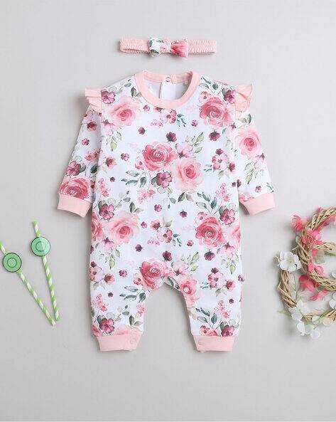 BUMZEE Floral Print Rompers with Headband