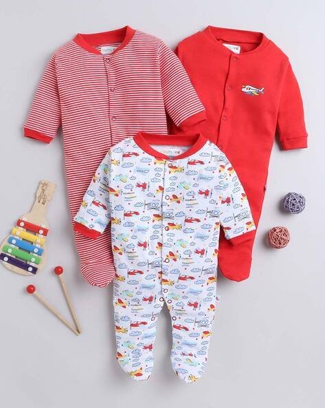 BUMZEE Pack of 3 Printed Sleepsuits