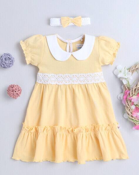 BUMZEE A-Line Dress with Lace Detail & Short Sleeves