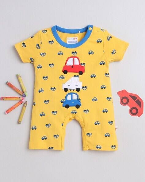 BUMZEE Printed Romper with Embroidery
