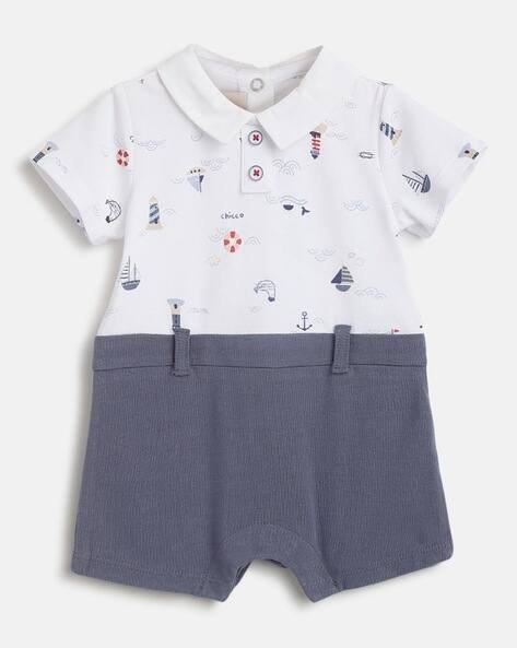 CHICCO Printed Short-Sleeves Romper