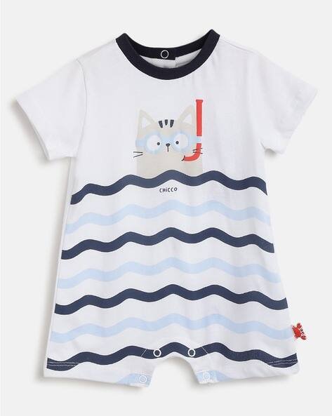 CHICCO Striped Round-Neck Rompers