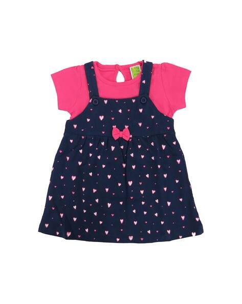 CLOTHE FUNN Printed A-Line Frock with Bow Applique