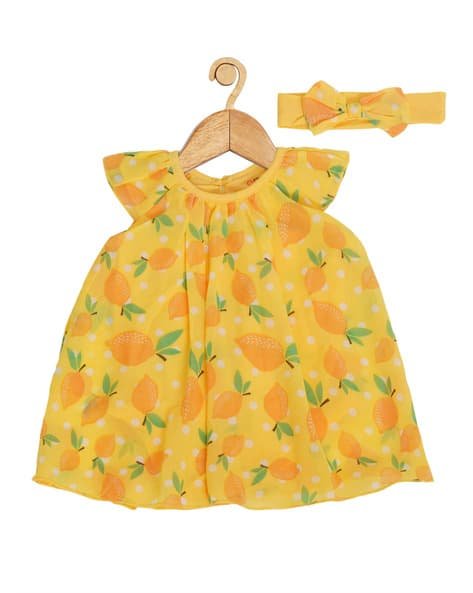 CREATIVE KID'S Printed A-Line Romper Dress with Headband