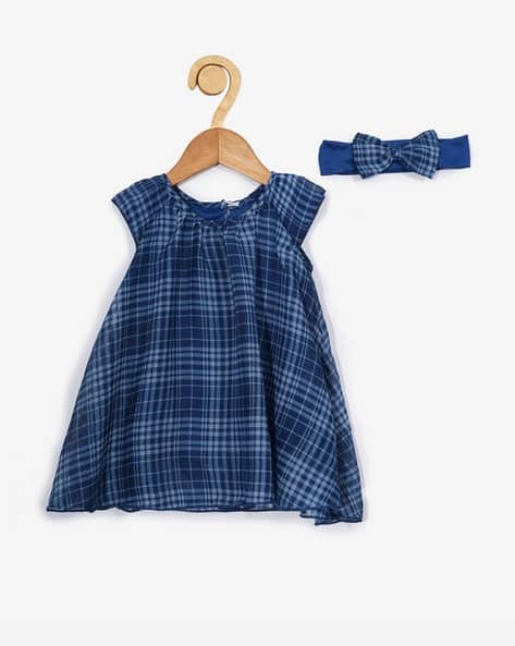CREATIVE KID'S Checked A-line Dress with Headband
