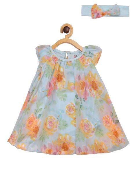 CREATIVE KID'S Floral Print Rompers with Hairband
