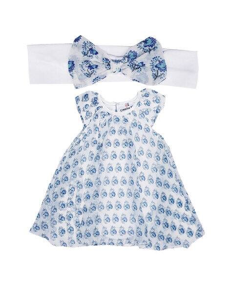 CREATIVE KID'S Floral Print Round Neck A-line Dress