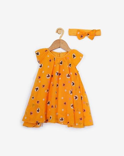 CREATIVE KID'S Printed A-line Dress with Bow Headband