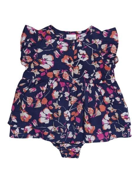 CREATIVE KID'S Floral Print Round-Neck Romper