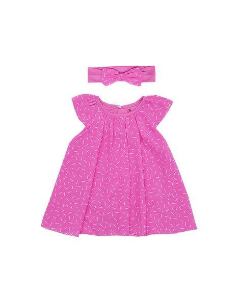 CREATIVE KID'S Printed Round-Neck Romper with Hair Band