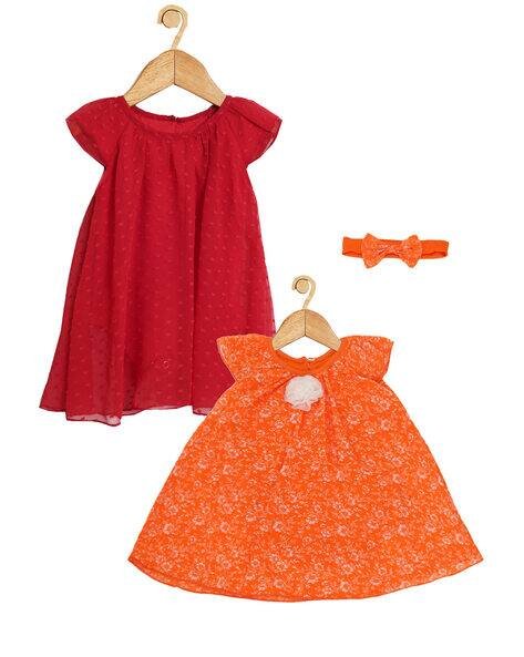 CREATIVE KID'S Pack of 2 Printed A-Line Dress with Head Band