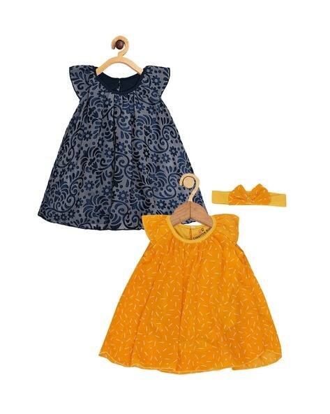 CREATIVE KID'S Girls Pack of 2 Printed A-Line Dresses with Hair Band