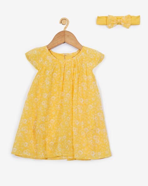 CREATIVE KID'S Printed A-line Dress with Bow-Tie