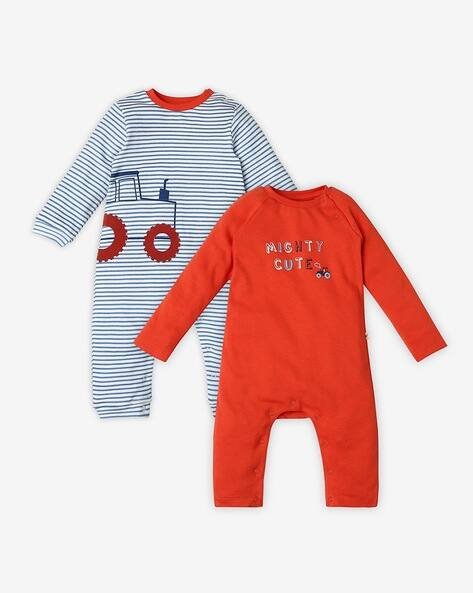 Ed-A-Mamma Boys Pack of 2 Printed Cotton Rompers