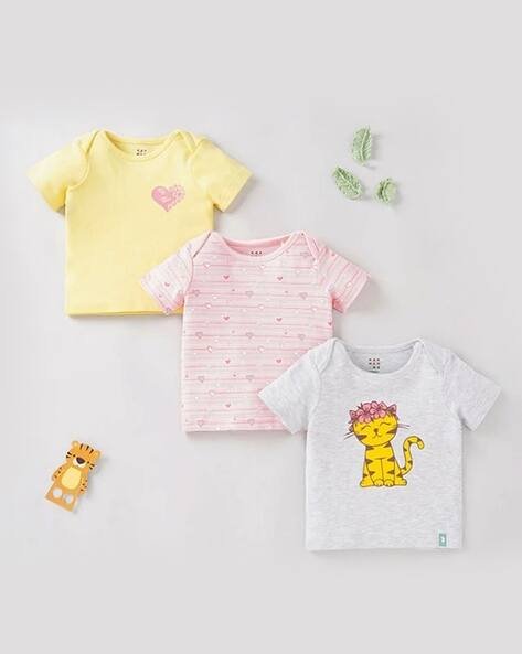 Ed-A-Mamma Girls Pack of 3 Printed Regular Fit Round-Neck T-Shirt