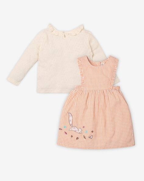 Ed-A-Mamma Girls Checkered Cotton Dress with T-Shirt