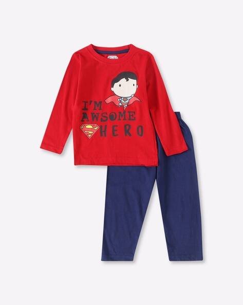 ETEENZ Superman Print T-shirt & Pants Set