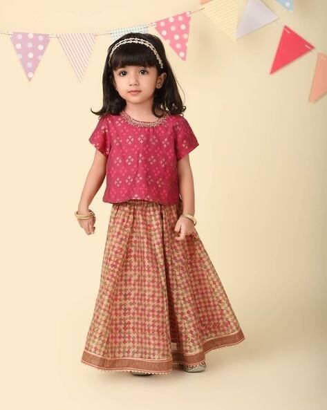 Fabindia Infant Geometric Print Lehenga Set
