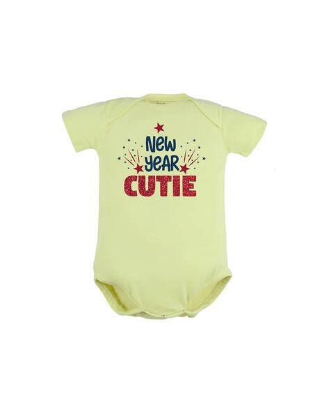FFLIRTYGO Typographic Print Envelop-Neck Onesies