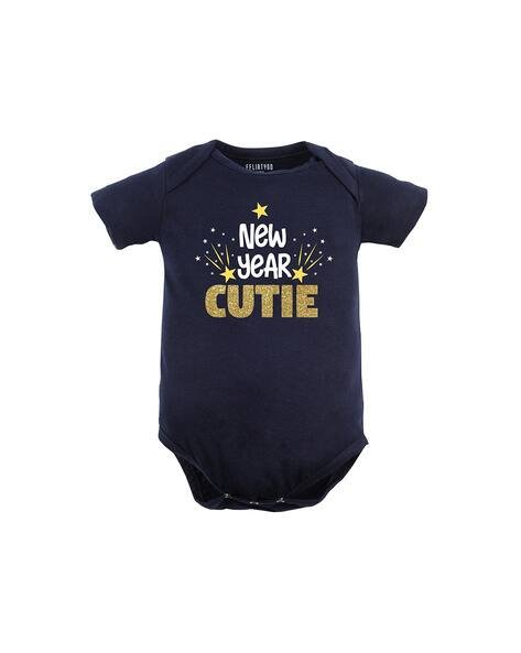 FFLIRTYGO Typographic Print Crew-Neck Romper