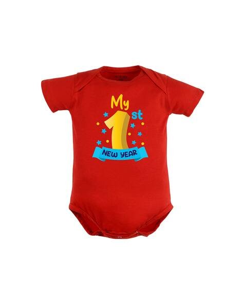 FFLIRTYGO Typographic Print Rompers with Snap Button Closure