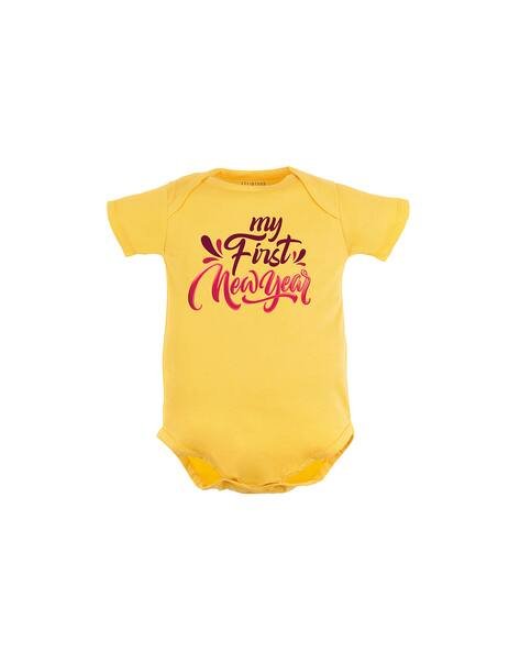 FFLIRTYGO Typographic Print Envelop-Neck Onesie