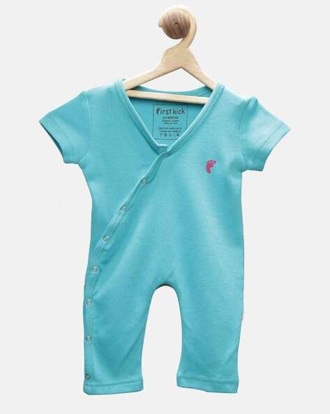 First Kick Logo Print V-neck Rompers
