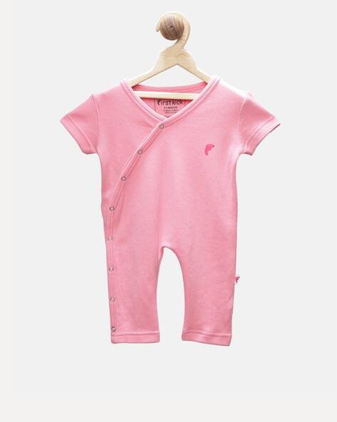 First Kick Solid Round-Neck Rompers