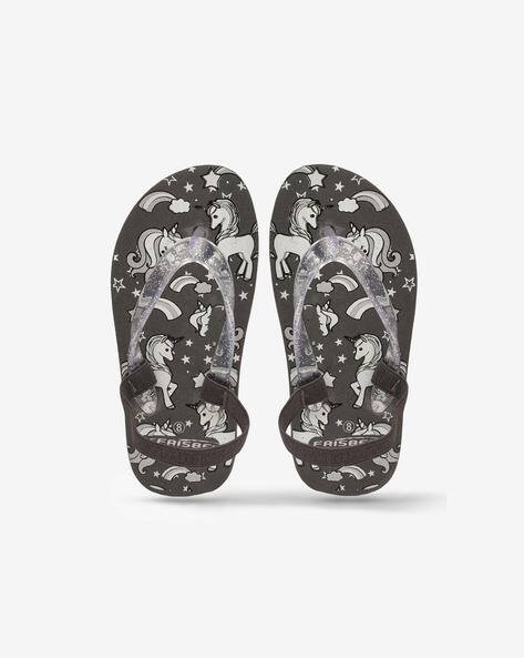 FRISBEE Graphic Print Slingback Thong-Strap Flip-Flops