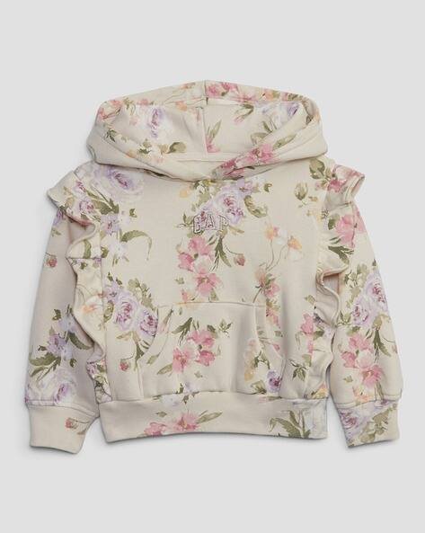 Gap Kids LoveShackFancy Floral Print Hoodie Wth Ruffled Sleeves
