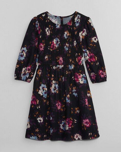 Gap Kids Floral Print Round-Neck Fit & Flare Dress