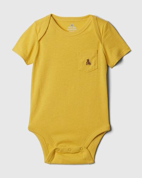 Gap Kids Short Sleeves Knitted Bodysuit with Embroidered Pocket