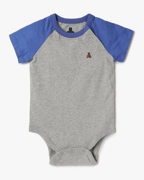 Gap Kids Round-Neck Bodysuit with Placement Embroidery