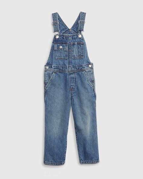 Gap Kids Boys Mid-Wash Dungaree with Pockets