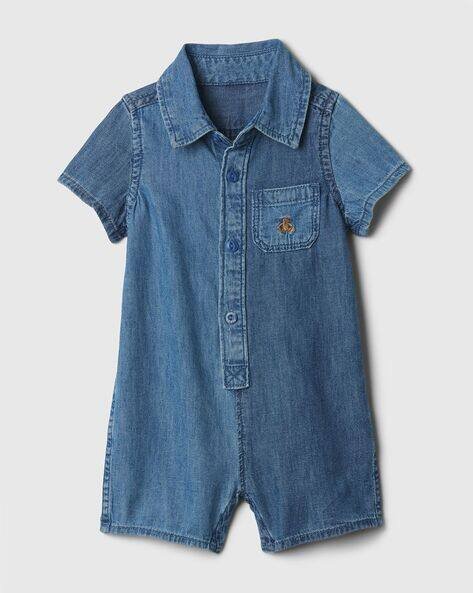 Gap Kids Button-Down Romper with Patch Pocket