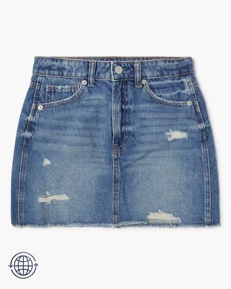 Gap Kids Girls Heavy-Wash Distressed A-Line Denim Skirt