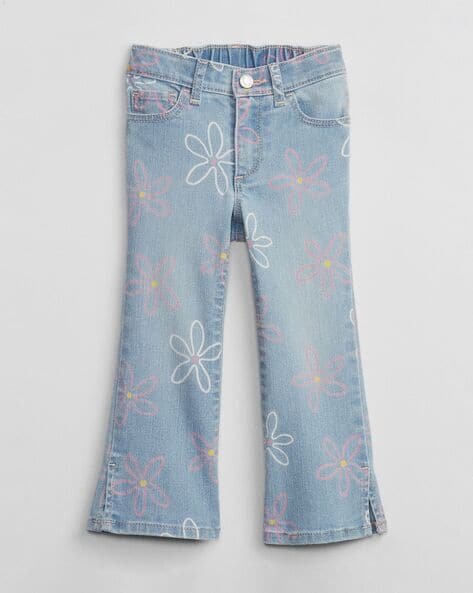 Gap Kids Girls Stretchable Flared Jeans with  Floral Print