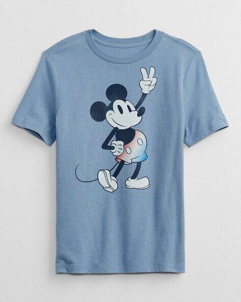 Gap Kids Mickey Mouse Print Relaxed Fit Round-Neck T-Shirt