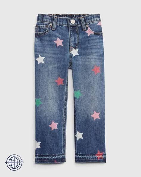 Gap Kids Star Print Mid-Wash Straight Fit Jeans