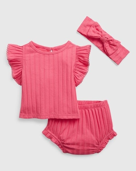 Gap Kids Ribbed Top And Shorts Set with Hairband
