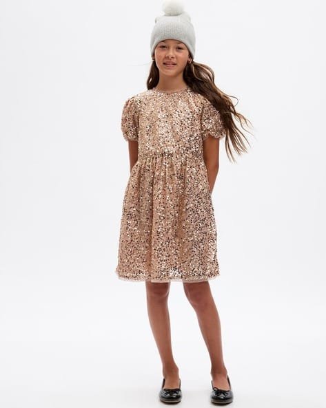 Gap Kids Girls Sequinned Embellished Fit & Flare Dress